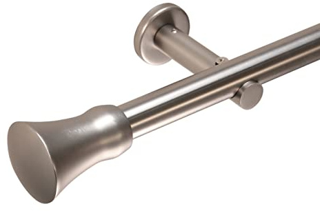 Deco-Raum Gardinenstange auf Maß 25mm Wandträger Style Rohr Endstück Kegel edelstahl-optik nach Maß gefertigt, ohne Ringe 300 cm, geteilt