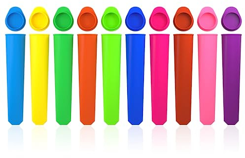 Joyoldelf Eisformen Silikon, 10 Stück Eis am Stiel Formen- Wiederverwendbare Stieleisformer aus 100% Lebensmittelsilikon - BPA Frei - Perfekt für Kinder und Erwachsene