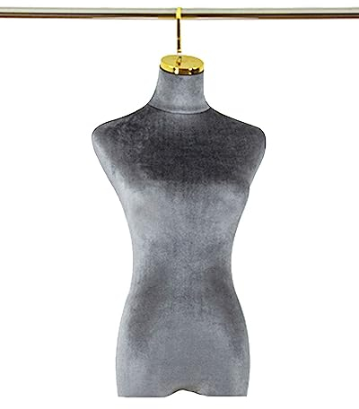 ZIMGOD Schaufensterpuppe Hängender Mannequin-Torso Weiblich, Halbkörper-Kleiderform für Hochzeitskleid/Nähdisplay, Schneiderpuppe für Kleider mit Goldenen Haken (Color : Dark Gray)