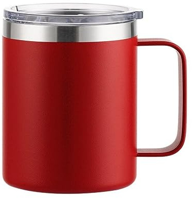 Gteller Kaffeebecher mit Griff, doppelwandig, Edelstahl, isoliert, Lowball-Becher hält heiß und kalt, 340 ml, Rot