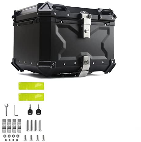 JUNNIU 28L 55L 65L 80L 100LMotorrad Top Case Top Box für Fahrrad Aufbewahrungskoffer mit Schloss Heckbox Montage/Schwarz/C-45L Decoration