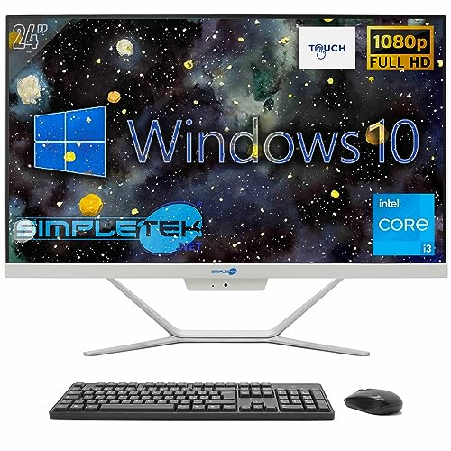 SIMPLETEK - PC All in One Touch 24 | Core i3 | Windows 10 Pro | 4GB RAM SSD 120GB | Webcam 2K | Pantalla táctil