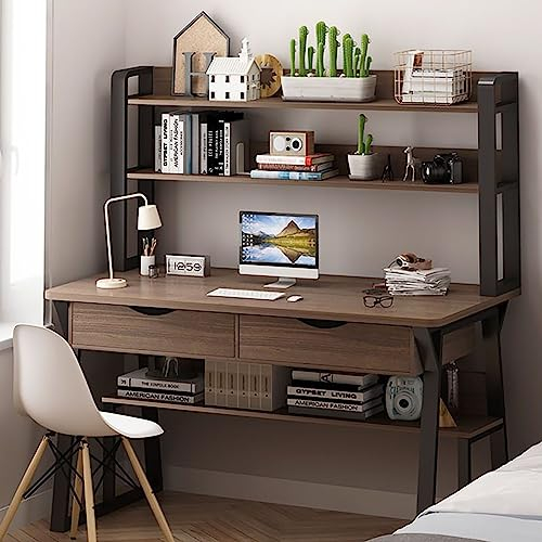 KAZUP Computertisch mit Schrank und Bücherregal, Home-Office-Schreibtisch, Arbeitstisch, Arbeitsstation mit oberen Ablagen, moderner Tischschreibtisch mit Ablage zum Lernen und Schreiben (120 x 60