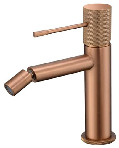 IMEX Einhebelmischer Wasserhahn für Bidet, Badarmatur, WC, Kalt-/Warmwasser, Line-Serie (Roségold, gebürstet)