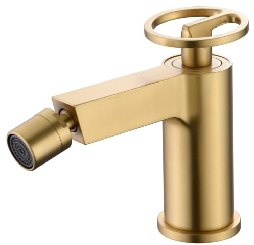 MICE Einhebelmischer für Bidet aus Messing - WC-Armaturen - Badarmaturen für Kalt/Warmwasser geeignet (gebürstetes Gold)