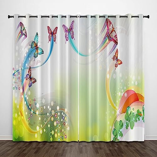 3D Verdunkelungsvorhang Ösen Schöner Bunter Schmetterling,2Er Set Gardinen Wohnzimmer Gardinen Blickdicht Kinder Vorhänge Schlafzimmer Dekoschals Gardine 2 X 70 X 160 cm -6B0C1T5P8D9A8D5D3F7J8I4G0Z9I