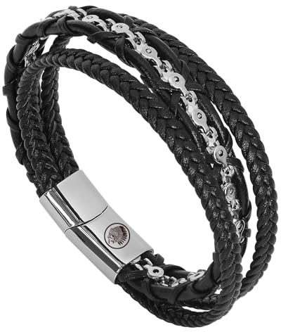 Casisto.J Lederarmband Herren Armband Herren Männer Leder geflochten paracord Edelstahl Gravur nordisch Schwarz Geflochten Herrenschmuck mit Magnet Verschluss in Schmuck Geschenk Box