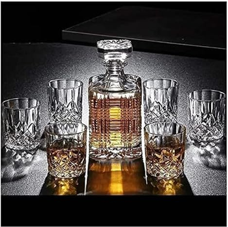 Decantador de vino tinto, decantador de whisky, decantador de vino, decantador de vino de 7 piezas, decantador 100% de cristal con capacidad para 750 ml