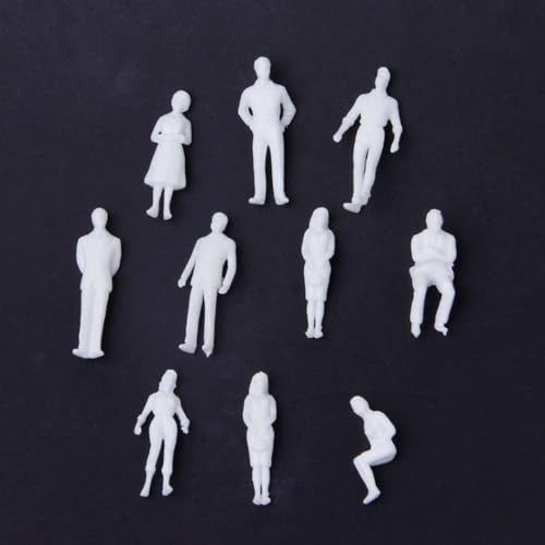 Figure umane in miniatura modello architettonico, 50/100 pezzi, scala 1 75, figure bianche per artigianato fai da te (50 pezzi)
