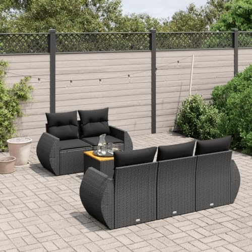Faroom Balkon Ecklounge mit Stauraum Gartenlounge Klein Balkon Lounge Balkonsofa Kleiner Balkon Sitzecke Balkon Loungemöbel Gartensofa Ecksofa Balkonmöbel Schwarz 6-tlg-Type-A800