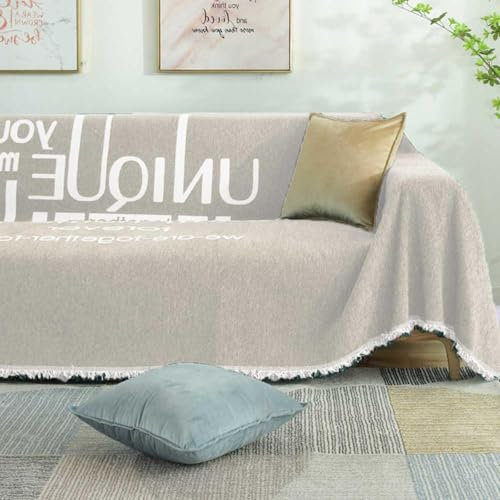 Racib Sofaüberwurf Decke, Couch Decken Überwurf L Form, Sofa Überwurfdecke rutschfest Chenille, Couch Decken Überwurf Kratzfest Vielseitige mit Quasten, Waschbar Sofa Überzug,#59-180×300cm