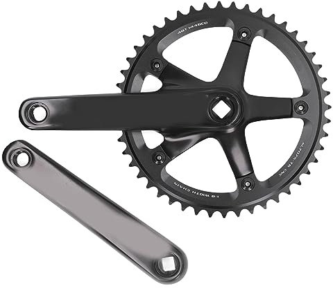 equlup Bikes Kurbelarm-Set, 144 BCD 48T Single Speed ​​Kurbelgarnitur, Aluminiumlegierung, Fahrradkurbelarm-Set, schwarzer Kurbelarm für Mountainbikes