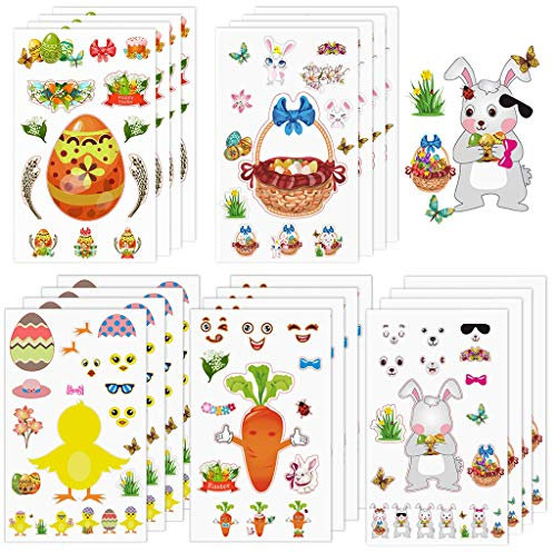 Wjsdsg 20 Sheet Stickers Stickers For Kids Bulk Make Your Own Make A Face Stickers For Eggs Chicken Flowe