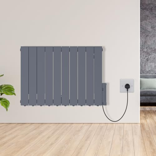 Warmehaus 1800W Electric Oil Filled Radiator Wall/Freestanding Anthracite | Wifi Oil Filled Radiator with Timer Thermostat, Smart Wifi Electric Radiator Wall Mounted, Portable Slimline Radiator Heater