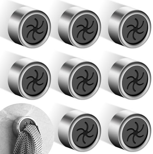 TTSTOIEE selbstklebende handtuchhalter, Geschirrtuchhalter, 8-teiliger Klebehandtuchhalter, Handtuchhaken Runde Handtuchklemme für Bad Küche und Flur