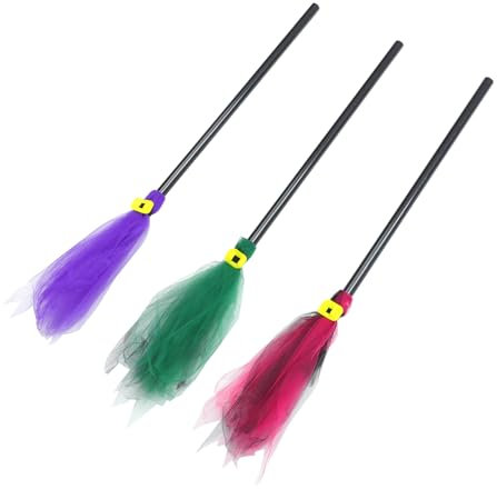 FRCOLOR 3stücke Teiliges Halloween Hexenbesen Kunststoff Kreative Party-Dekoration Für Kostümpartys Und Cosplay Mit Bunten Besen