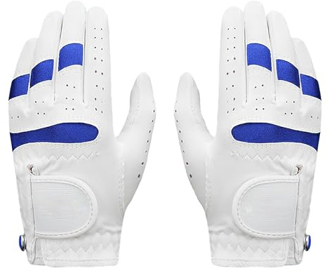 Kids Golf Glove Adjustable Breathable Quick Dry High Elasticity Microfiber Synthetic Leather Blue M Size Professional Sports Gloves with Ball Marker for 7-10 Years Old Boys Girls Junior Youth 1 Pair