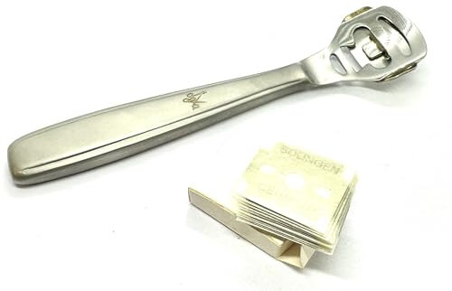 Cortacallos Profesional de Acero Inoxidable Joya Solingen - Removedor de Callos y Durezas en los Pies - Quita Callos y Durezas - 10 Cuchillas Solingen Incluidas - Made in Germany
