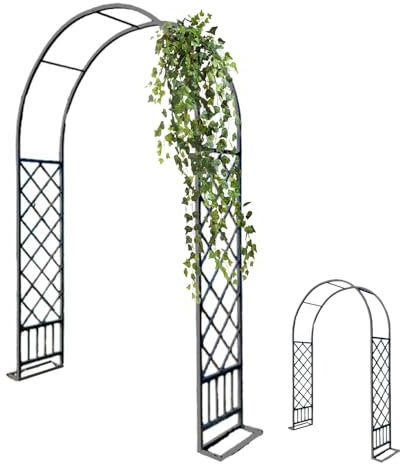 WEKONUMEX Arco de Jardín de Metal Fuerte, Pérgola for Rosas trepadoras: Soportes Resistentes for Decoraciones de jardín, Arcos y enrejados.(260cmx230cmx40cm)