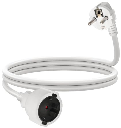 GREATIDE Verlängerungskabel 3m IP44 Kabel Kabelverlängerungen mit Schutzkontakt Stecker Schuko Verlängerung 16A/250V, Weiß, H05VV-F 3G1,5 mm²
