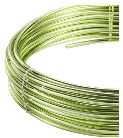 Aluminium-Basteldraht, 2–10 m, 0,6/0,8/1,0/1,2/1,5/2/2,5/3,0 mm, Aluminiumdraht, farbig lackierte Metallschnur für DIY-Schmuckherstellung, Zubehör (hellgrün, 2,0 mm x 5 m)