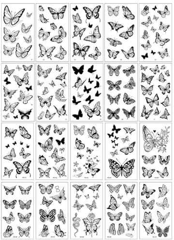 20 Pegatinas De Tatuaje De Mariposa, Calcomanías De Tatuaje De Moda Y Personalizadas, Suministros De Decoración Corporal, Suministros De Aderezo Para Fiestas.
