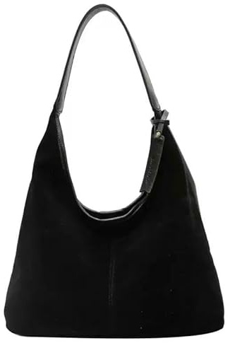 SMMZRF Freizeittasche Damen Wildleder Umhängetasche Vintage Große Kapazität Hobo Bag Einfarbig Beliebte Handtasche