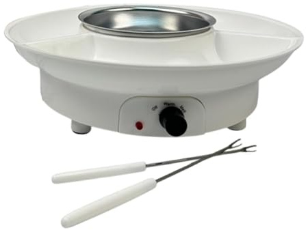 Gralara Electric Fondue Pot Set Schokoladenschmelzschmelze EU Stecker Date Nacht Ideen Küchengeräte für Candies Party Dispings Desserts Desserts, Weiß