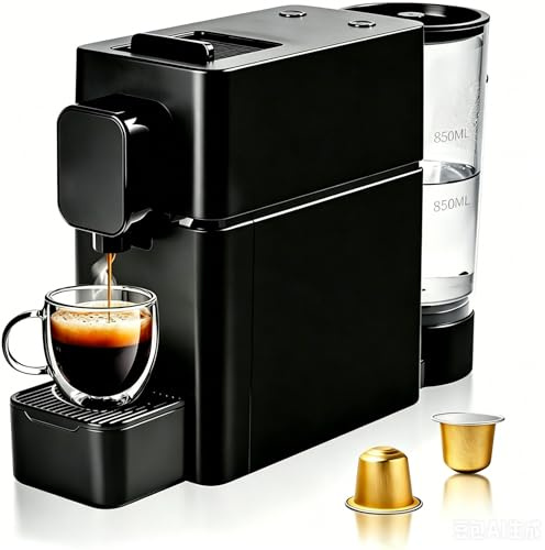 RYing Machine à Café Capsules Pro 19 Bars, Cafetière Espresso Compacte, Température Personnalisée, Premier Café Toujours Chaud, Idéal Bureau et Commerce, Pré-infusion pour Arôme Intense, Noir
