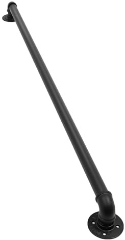 12FT/3.6M Handrails for Stairs Metal Stair Handrail Hand Rails for Elderly Wall Mount Non-Slip Stair Rods Industrial Pipe Handrail Safety Handle for Outdoor Indoor, Black (Black-12FT/3.6M)
