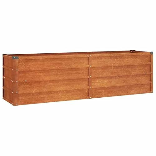 Aiuola rialzata in acciaio corten, 160 x 40 x 45 cm, effetto ruggine, aiuola da giardino per verdure ed erbe aromatiche, resistente alle intemperie e durevole, ideale per giardino e balcone