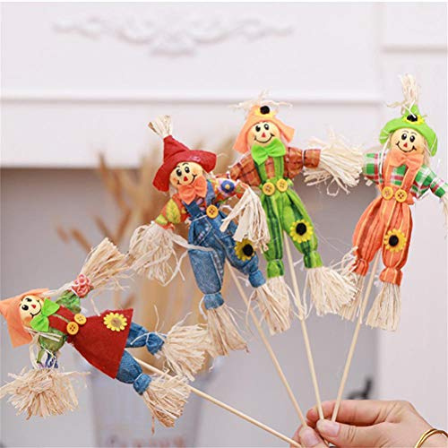 Masyrt Halloween 4pcs Buntes Mini -Herbst -Vogelscheuchen -Ornament für Halloween, Gartendekoration und Bar (Bunt)