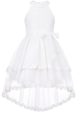 GRACE KARIN Flower Girl Dresses Lace Tulle Princess Gown Wedding Guest Party Formal Holiday Prom High Low Dress Size 8