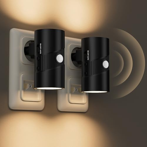 SCANTEE 2 Pezzi Luce Notturna da Presa con Sensore di Movimento e Sensore Crepuscolare, Lampada Notturna Dimmerabile, 3 Farbtemperaturen, Lucina Notturna per Camere da Letto, Corridoi, Cucine, Bagni