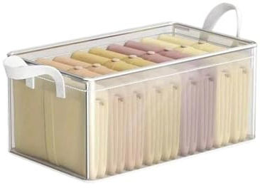 ZHOUXYFDC stapelbara förvaringslådor stålram förvaringsbox, vikbar design, robust och hållbar, staplad, fuktsäker dammtät (6 st genomskinlig)