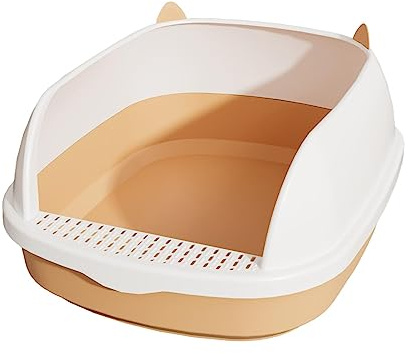 Cat Litter Tray Toilet Sandbox with Raised Edge Material Suitable for Cats Kittens Indoor Pets, Pink S