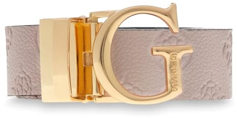 GUESS Damen-Gürtel James verstellbar/reversible Black/Rose 4G Logo