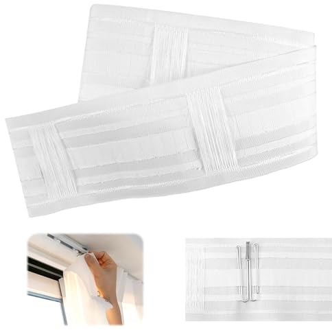Fantasyon Gardinenband Kräuselband, 10m x 8,5cm Gardinenband Vorhangband zum Aufnähen Weiß Vorhangband aus Nylon-Mesh, Reihband für Gardine für Römische Stangen und Haken, DIY Gardinenzubehör