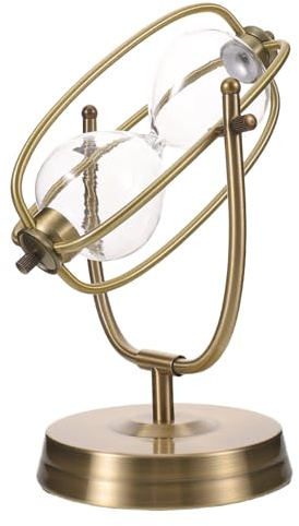 SKISUNO Reloj de Arena Vintage Rellenable de 25cm Marco Metálico Dorado y Diseño Giratorio 360° para Decoración DIY en Oficina y Ceremonia de Boda