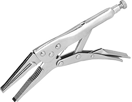 Bewinner Vice Grips Locking Pliers Needle Nosed Long Nose Pliers with Wire Cutter, Chrome Vanadium Steel Straight Claw Multipurpose for Wire Cutting, Not Easily Deform, One Handed