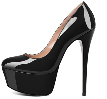 EDEFS Femme Escarpins Sexy Talon Haut Aiguille Plateforme Club Soiree Chaussures - Black - Taille 39