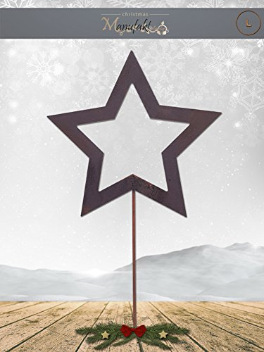 Edelrost Stern am Stab 25cm - Wunderschöne Metall Weihnachts-Deko. Ideal für Ihren Hauseingang, im Garten auf Ihrer Terrasse oder in der Wohnung - Winter-Deko von Manufakt-Design