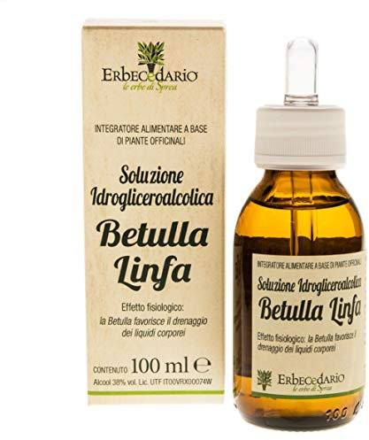 Linfa di betulla Gemmoderivato Drenante Forte Sgonfia e Depura, Diuretico naturale contro la comparsa degli Inestetismi della Cellulite e Ritenzione Idrica, Depurativo Fegato e Reni - 1 Flacone 100ml