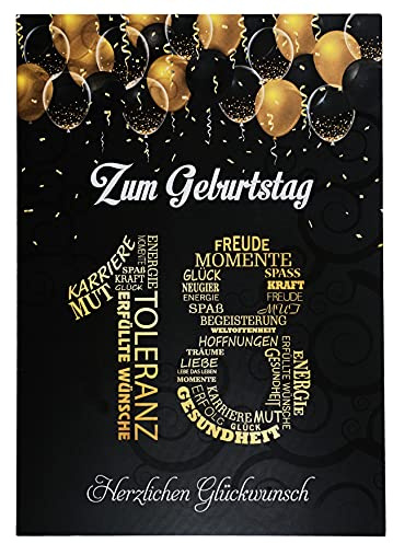 Libetui Cards Geburtstagskarte 18. Geburtstag Karte 18 Jahre einzigartig A5 Geburtstagskarte Zahl 18 Schwarz Gold zum 18. Geburtstag | Glückwunschkarte zum 18. Geburtstag, Zahl 18 aus Wünschen, Innenseite weiß, für Jungen & Mädchen