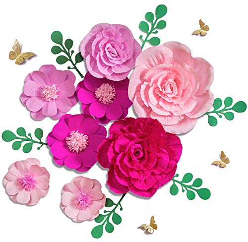 Letjolt Riesige Papierblumen-Dekoration für Wand, 3D-Papierblumen, Hochzeitshintergrund, handgefertigte Rose für Babyparty, Brautparty