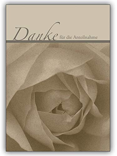 Kartenkaufrausch 16er Set: Trauer Dankeskarte mit Rose: Danke für die Anteilnahme • Danksagung mit Umschlag nach Trauer, Beerdigung, Bestattung, Begräbnis