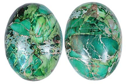 Nupuyai 2 Stk. Cabochon Edelsteine flache Steine für Schmuckherstellung DIY | Meeressediment Jaspis, Heilstein Cabochon Schmucksteine für Schmuckherstellung, Haarschmuck, Makramee Bastelperlen