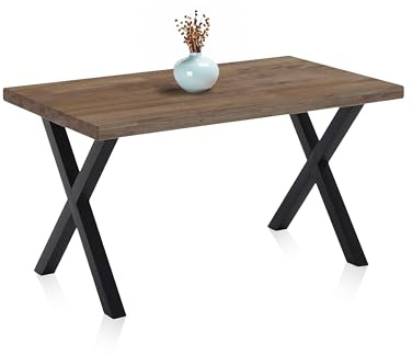Adec Group X-Loft, Mesa de Comedor, Mesa de Salon, Acabado en Roble Boreal y Patas Metalicas Negro, Medidas: 140 cm (Largo) x 80 cm (Ancho) x 76 cm (Alto)