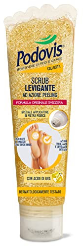 Podovis, Scrub Levigante ad Azione Peeling - Scrub Piedi Esfoliante , Pelle Morbida e Levigata, Effetto Peeling, Con Estratti di Uva Bianca e Papaya, 150 ml