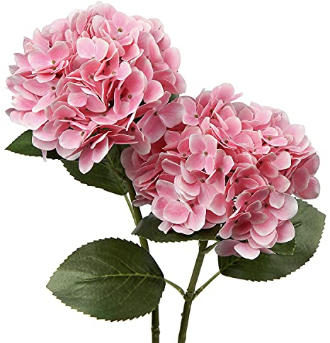Briful Künstliche Hortensie Blumen Real-Touch Kunstblumen Wie Echt Hydrangea Kunstzweige Blumengesteck für Bürotischen, Hotels, Rezeptionen, Wartezimmer, Esstische, Cafes Dekoration, 2 Stück